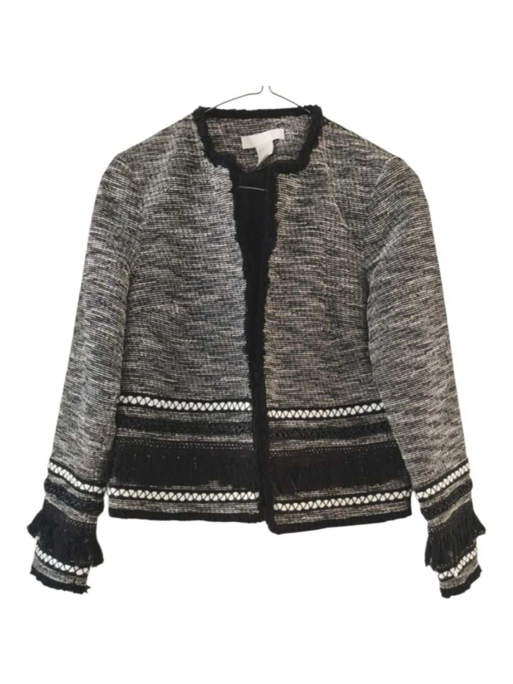 H&M Women's Tweed Jacket Black & Grey Size 6 - Picture 2 of 8